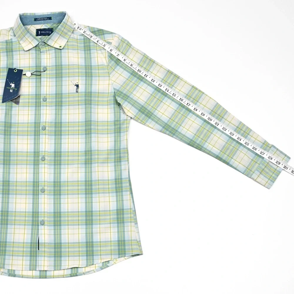 William Murray Shirt Mens S Golf Performance Vented Plaid Button‎ Up Stretch NWT